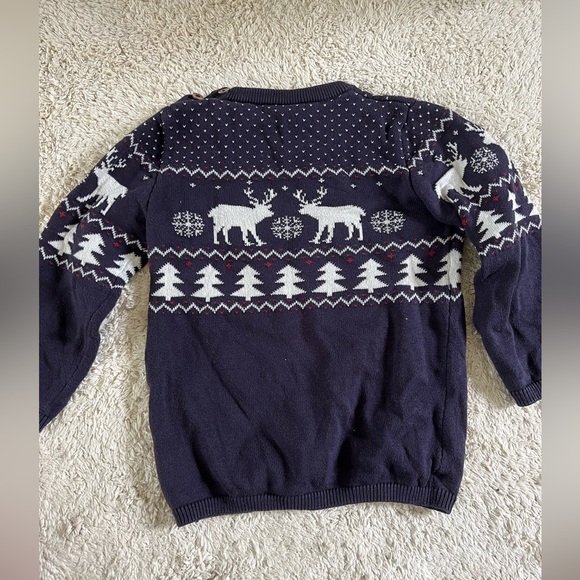 H&M Reindeer Cotton Sweater Navy with Shoulder Buttons size 3T​​ - Picture 4 of 5